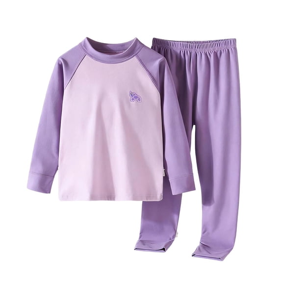 Elegyee Toddler Boys Thermal Underwear Long Sleeve Top Pants Pajamas Base Layer, Purple, Size 3-4