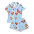 thumbnail image 1 of Elegyee Toddler Girl's Halloween Pajama Set Pumpkin Print Short Sleeves Top Shorts Kids Loungewear, Blue, Size 3-4, 1 of 8