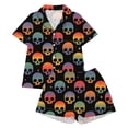 thumbnail image 1 of Elegyee Toddler Girls Halloween Pajamas Skeleton Print Short Sleeve Top Shorts Sleepwear, Black, Size 3-4, 1 of 4