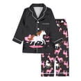 thumbnail image 1 of Elegyee Toddler Girls Pajamas Horse Print Long Sleeve Button Down Shirt Pants, Black, Size 3-4, 1 of 3
