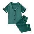 thumbnail image 1 of Elegyee Toddler Girls Pajamas Satin Short Sleeve Button Down Shirt Pants Sleepwear Outfits, 1 of 4