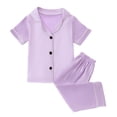 thumbnail image 1 of Elegyee Toddler Girls Pajamas Satin Short Sleeve Button Down Shirt Pants Sleepwear Outfits, 1 of 4
