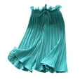 thumbnail image 1 of Elegyee Toddler Girls Summer Wide Leg Pants Casual Ribbed Ruffle Solid Drawstring Trousers, 1 of 6