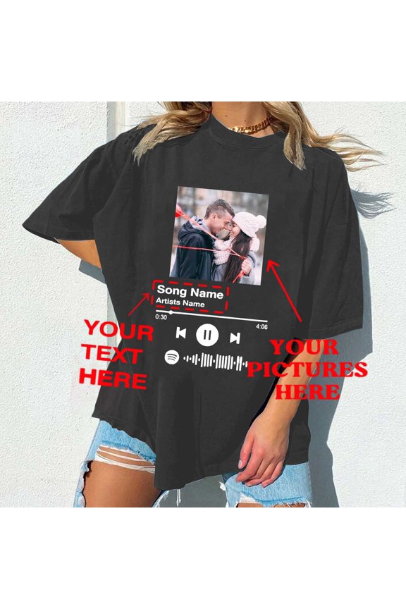 Women's DIY Customization Name Photo Top T-shirt Round Neck Short Sleeve Tee Shirt