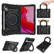 Elehold 3 Layers Multi-Functional Case for Lenovo Tab M11 2024 11 Inch ,with Heavy Duty Shock Resistant Rugged Protection Hand Holder Ring Kickstand Protective Case,Black