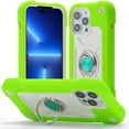 thumbnail image 1 of Elehold 3 Layers Multi-Functional Rugged Case Compatible with iPhone 13 Mini 5.4 inch,Hard PC+Soft TPU Shockproof Kickstand Full body Protetion with Hand Ring Len Protection, Green, 1 of 6