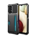 thumbnail image 1 of Elehold Card Slot Rugged Case for Samsung A13 6.5” Premium vegan leather inner Hard PC Plastic and soft slim TPU silicone bumper with Card Slot Support Magnetic Car Mount Armor Protective  Case, Black, 1 of 7