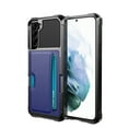 thumbnail image 1 of Elehold Card Slot Rugged Case for Samsung S22 6.1” Premium vegan leather inner Hard PC Plastic and soft slim TPU silicone bumper with Card Slot Support Magnetic Car Mount Armor Protective  Case,Blue, 1 of 7