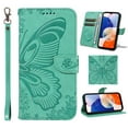 thumbnail image 1 of Elehold Case for Samsung Galaxy A14 5G, Galaxy A14 Phone Case Wallet with Card Holder, Embossed Butterfly PU Leather Flip Folio Cover for Women with Wrist Strap,Green, 1 of 6