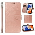 thumbnail image 1 of Elehold Case for Samsung Galaxy A14 5G, Galaxy A14 Phone Case Wallet with Card Holder, Embossed Butterfly PU Leather Flip Folio Cover for Women with Wrist Strap,Rosegold, 1 of 6