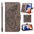 thumbnail image 1 of Elehold Case for Samsung Galaxy A14 5G, Galaxy A14 Phone Case Wallet with Card Holder, Embossed Butterfly PU Leather Flip Folio Cover for Women with Wrist Strap,Gray, 1 of 6
