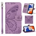 thumbnail image 1 of Elehold Case for Samsung Galaxy A15 5G, Galaxy A15 Phone Case Wallet with Card Holder, Embossed Butterfly PU Leather Flip Folio Cover for Women with Wrist Strap,Purple, 1 of 6