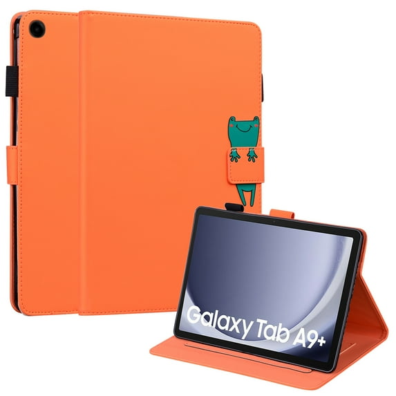 Elehold Case for Samsung Galaxy Tab S6 Lite (2024/2022/2020), Cute Pattern PU Leather Stand Protective Cover with Card Holder for Galaxy Tab S6 Lite 10.4 Inch Tablet,Orange