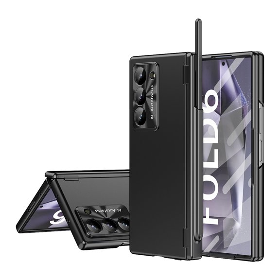 Elehold Case for Samsung Galaxy Z Fold 6, Magnetic Hinge Protection Case with S Pen Holder and S Pen Replacement, Compatible with Samsung Galaxy Z Fold 6 5G,Black