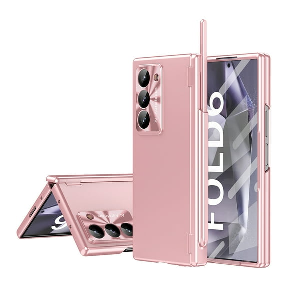 Elehold Case for Samsung Galaxy Z Fold 7, Magnetic Hinge Protection Case with S Pen Holder and S Pen Replacement, Compatible with Samsung Galaxy Z Fold 7 5G,Pink