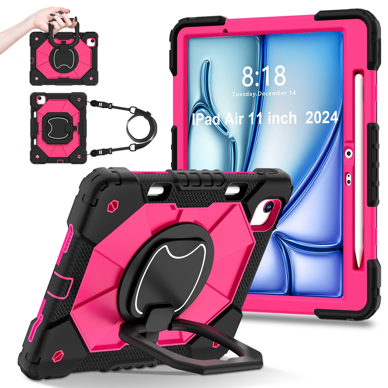 ROISKIN Case For IPad Pro 11 Inch 4 2024 (5th Gen) For Kids,with Screen Protector Pencil,Holder