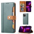 thumbnail image 1 of Elehold Clasp Wallet Case for iPhone 14 Pro Max 6.7 inch Ultra Slim PU Leather+Soft TPU Shockproof   with Kickstand Folio Flip Card Cash Slot Full Body Protection Case,Green, 1 of 3