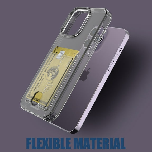 Elehold Clear Card Slot Case Compatible with iPhone 14 Pro 6.1 inch Soft TPU with Shockproof Card Slot Support Charging Wireless Full Len & Body Protection Clear