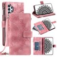 thumbnail image 1 of Elehold Crossbody Mandala Embossed wallet Case for Samsung Galaxy A13 5G,Premium vegan leather and inner soft slim TPU with Detachable Shoulder Strap Magnetic Flip Card Slots Wallet Case,Pink, 1 of 10
