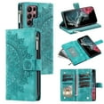 thumbnail image 1 of Elehold Crossbody Mandala Embossed wallet Case for Samsung Galaxy S22 Ultra 5G,Premium vegan leather and inner soft slim TPU with Detachable Shoulder Strap Magnetic Flip Card Slots Wallet Case,Green, 1 of 13