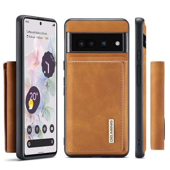 Elehold Detachable Wallet Case for Google Pixel 7 Pro 6.7", Premium Vegan Leather Case Soft TPU Magnetic Detachable Folding with Card Slots Kickstand Shockproof 360°Protection Case,Brown