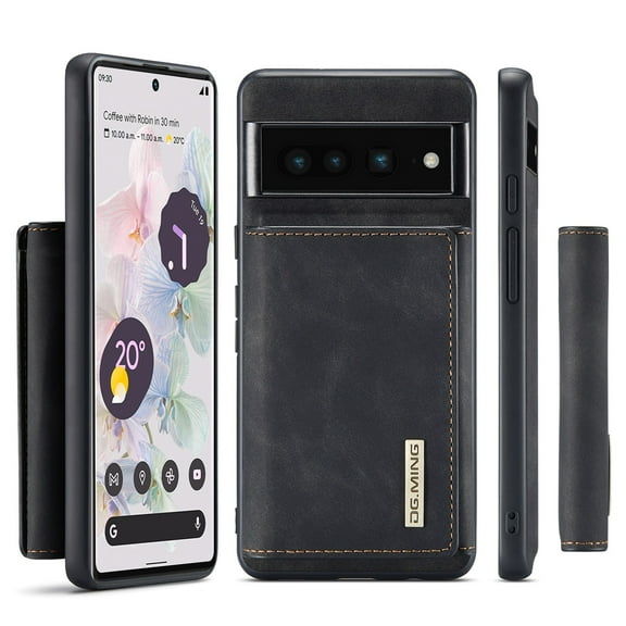 Elehold Detachable Wallet Case for Google Pixel 7 Pro 6.7", Premium Vegan Leather Case Soft TPU Magnetic Detachable Folding with Card Slots Kickstand Shockproof 360°Protection Case,Black