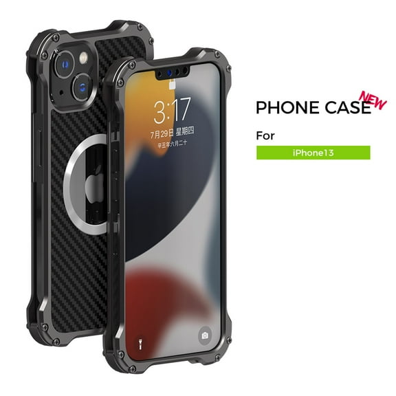 Elehold Fiber Magsafe Rugged Case for iPhone 13 with Magnetic Shockproof Frame Len Protection Case for IPhone 13 6.1 inch, Gray