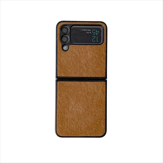 Elehold Fur Case for Samsung Galaxy Z Flip 3 6.7 inch with Shockproof,Brown