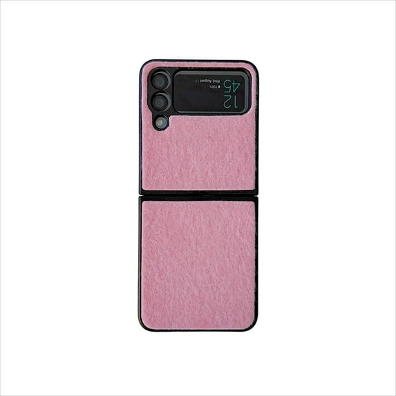 Elehold Fur Case for Samsung Galaxy Z Flip 3 6.7 inch with Shockproof,Pink