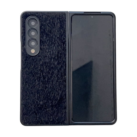 Elehold Fur Case for Samsung Galaxy Z Fold 4 7.6 inch with Shockproof,Black