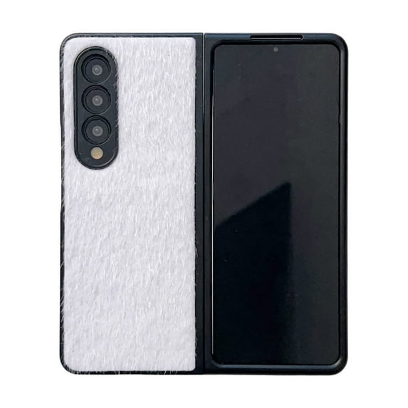 Elehold Fur Case for Samsung Galaxy Z Fold 4 7.6 inch with Shockproof,White