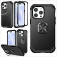 thumbnail image 1 of Elehold Hybrid Rugged Case for iPhone 14 Pro Max with Magnetic Ring Holder Kickstand Hard PC Soft Silicone Anti-Scratch Shockproof Protective Case For iPhone 14 Pro Max 6.7 inch,Black, 1 of 8