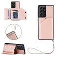 thumbnail image 1 of Elehold Lanyard Wallet Case for Samsung  S21 Ultra 6.8 inch Max Premium vegan leather with Wrist Strap,Shockproof Magnetic Buckle Flip Kickstand Credit Card Slots Anti-Scratch Protective Case,Rosegold, 1 of 6