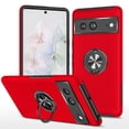thumbnail image 1 of Elehold Layer Hybrid Rugged Case for Google Pixel 7 6.3 inch Hard PC and Soft TPU with Metal Ring Folding Kickstand Shockproof and Magnetic Car Mount Durable Dual Protective Phone Case,Red, 1 of 7