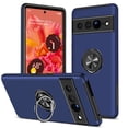 thumbnail image 1 of Elehold Layer Hybrid Rugged Case for Google Pixel 7 Pro 6.7 inch Hard PC and Soft TPU with Metal Ring Folding Kickstand Shockproof and Magnetic Car Mount Durable Dual Protective Phone Case,Blue, 1 of 7