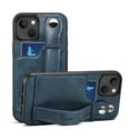 thumbnail image 1 of Elehold Luxury Leather Hand Strap Card Slot Case Compatible with iPhone 14 Plus 6.7 Inch with Camera Protection Card Slot Shockproof Kickstand Lanyard for iPhone 14 Plus 6.7 inch, Blue, 1 of 8