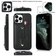 thumbnail image 1 of Elehold Luxury Leather Hand Strap Card Slot Case Compatible with iPhone 14 Plus 6.7 Inch with Full Phone Protection Card Slot Shockproof Kickstand Lanyard for iPhone 14 Plus,Black, 1 of 19