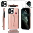 thumbnail image 1 of Elehold Luxury Leather Hand Strap Card Slot Case Compatible with iPhone 14 Plus 6.7 Inch with Full Phone Protection Card Slot Shockproof Kickstand Lanyard for iPhone 14 Plus,Rosegold, 1 of 17