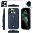 thumbnail image 1 of Elehold Luxury Leather Hand Strap Card Slot Case Compatible with iPhone 14 Pro 6.1 Inch with Camera Protection Card Slot Shockproof Kickstand Lanyard for iPhone 14 Pro 6.1 inch,Blue, 1 of 18