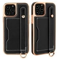 thumbnail image 1 of Elehold Luxury Leather Hand Strap Card Slot Case Compatible with iPhone 13 Pro 6.1 Inch with Shockproof Kickstand Lanyard for iPhone 13 Pro ,Black, 1 of 5