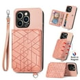 thumbnail image 1 of Elehold Luxury Leather Lanyard Wallet Case for iPhone 14 Pro 6.1 inch Magnetic Closure with Hand Strap Card Cash Slot Shockproof Kickstand Support Magnetic Car Mount Stylish Phone Case.Pink, 1 of 13