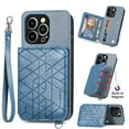 thumbnail image 1 of Elehold Luxury Leather Lanyard Wallet Case for iPhone 14 Pro Max 6.7 inch Magnetic Closure with Hand Strap Card Cash Slot Shockproof Kickstand Support Magnetic Car Mount Stylish Phone Case,Blue, 1 of 13