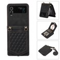 thumbnail image 1 of Elehold Luxury Leather Wallet Cover for Samsung Galaxy Z Flip 3 6.7 inch Lanyard Case with Kickstand Shockproof  Card Slot Holder with Make-up Mirror for Women,Black, 1 of 9