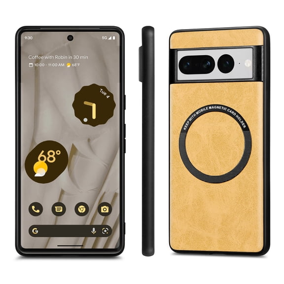 Elehold Magnetic Wireless Charging Case Compatible with Google Pixel 7 Pro 6.7 inch with Car Magnetic Shockproof for Google Pixel 7 Pro,Yellow