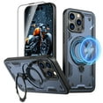 thumbnail image 1 of Elehold Magnetic for iPhone 13 Pro Case Compatible with MagSafe,Rotating Foldable Invisible Stand Military Dropproof Rugged Case with Tempered Glass Screen Protector for iPhone 13 Pro,Blue, 1 of 1