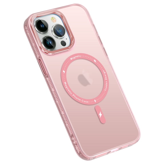 Elehold Magsafe Case for iPhone 14 6.1" 2022 Case Made of Soft TPU and Hard PC, Support Wireless Charging with Shockproof Frosted Backplane Lens Protection Drop Resistant Slim Case, Pink