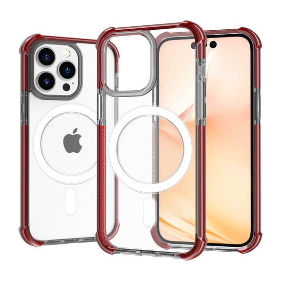 Elehold Magsafe Clear Case for iPhone 14 Pro 6.1 inch with Magnetic Charging Wireless Anti-Scratch Shockproof Clear Four Corner Cushion Durable Anti-Dropping Case, Brown