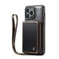 thumbnail image 1 of Elehold PU Leather Zipper Pocket Wallet Case for iPhone 14 Pro Max 6.7 inch RFID Blocking Card Holders Large Capacity Anti-Scratch Detachable Handstrap Shockproof Case, Coffee, 1 of 10