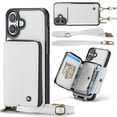 thumbnail image 1 of Elehold PU Leather Zipper Pocket Wallet Case for iPhone 16 Plus RFID Blocking Card Holders Large Capacity Anti-Scratch Detachable Handstrap Shockproof Case, White, 1 of 8