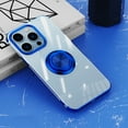 thumbnail image 1 of Elehold Ring Holder Kickstand Plating Case Compatible with iPhone 14 Pro Max Case 6.7 inch, Made of Clear Soft Silicone with folding hidden Car Magnetic Shockproof Cover Transparent Phone Case,Blue, 1 of 10